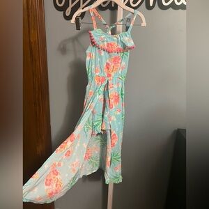 Epic Threads Blue Floral Fern Tank Short Romper with Dress Tail NWT 3T